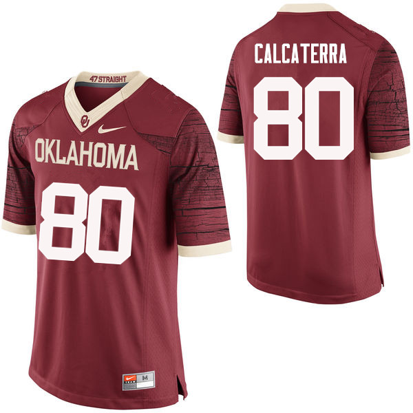 Men Oklahoma Sooners #80 Grant Calcaterra College Football Jerseys Limited-Crimson